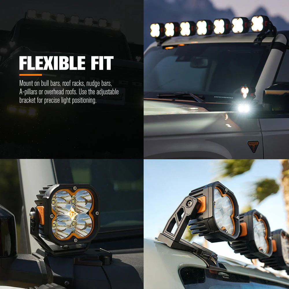 Lightfox Cygnus-4 3inch Pair LED Pod Lights 1Lux@1,248 ft IP68 3,834