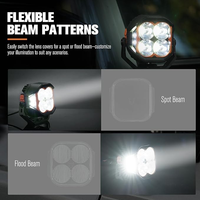 Lightfox Pair 5inch Cygnus LED Pod Lights with Side Light 1Lux @ 400m