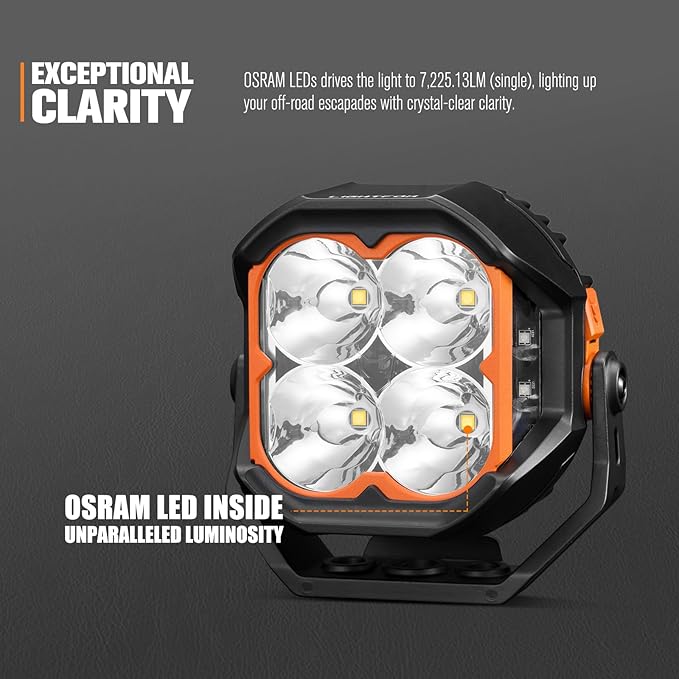Lightfox Pair 5inch Cygnus LED Pod Lights with Side Light 1Lux @ 400m