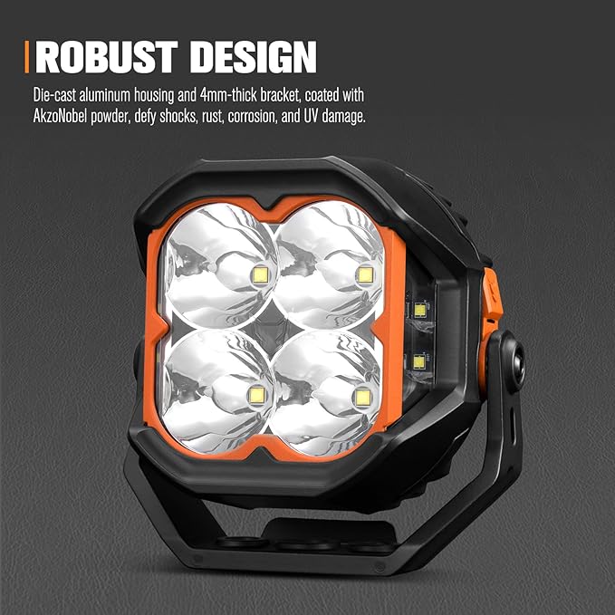 Lightfox Pair 5inch Cygnus LED Pod Lights with Side Light 1Lux @ 400m