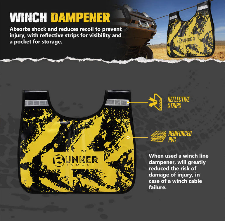 Bunker Indust Recovery Kit 4×4 Kinetic Rope Soft Shackles Winch Dampener Offroad