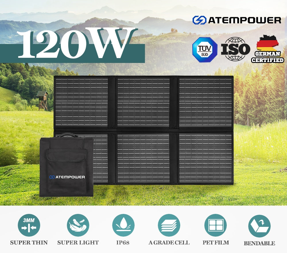 Atem Power Solar Panel Kit 120W (Incl MPPT Controller, Alligator Clips & 5m Cable)