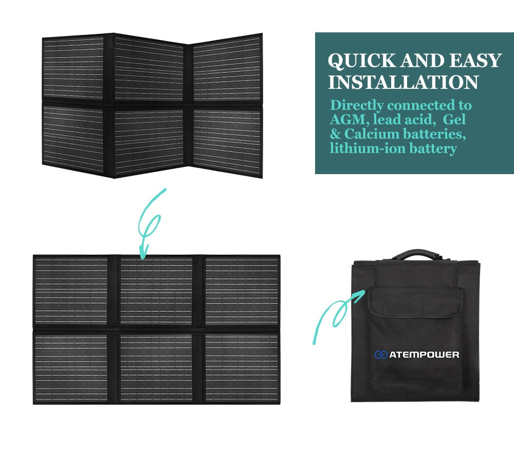 Atem Power Solar Panel Kit 120W (Incl MPPT Controller, Alligator Clips & 5m Cable)