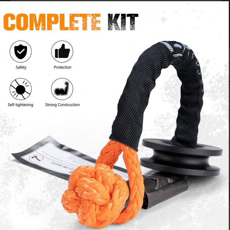 BUNKER INDUST Soft Shackle Synthetic Rope with Protective Recovery Snatch Ring
