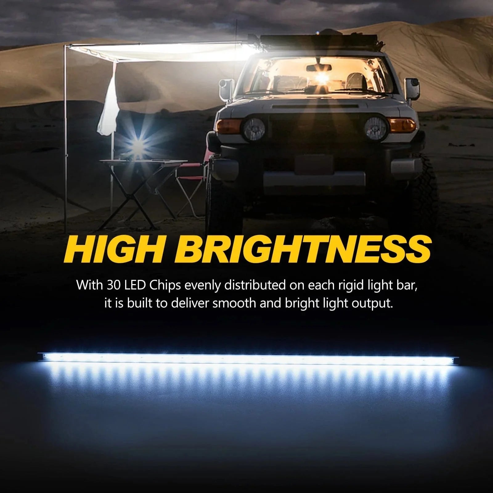Lightfox 4PCS 12V LED Strip Light Bar Waterproof White Lights Boat Camping