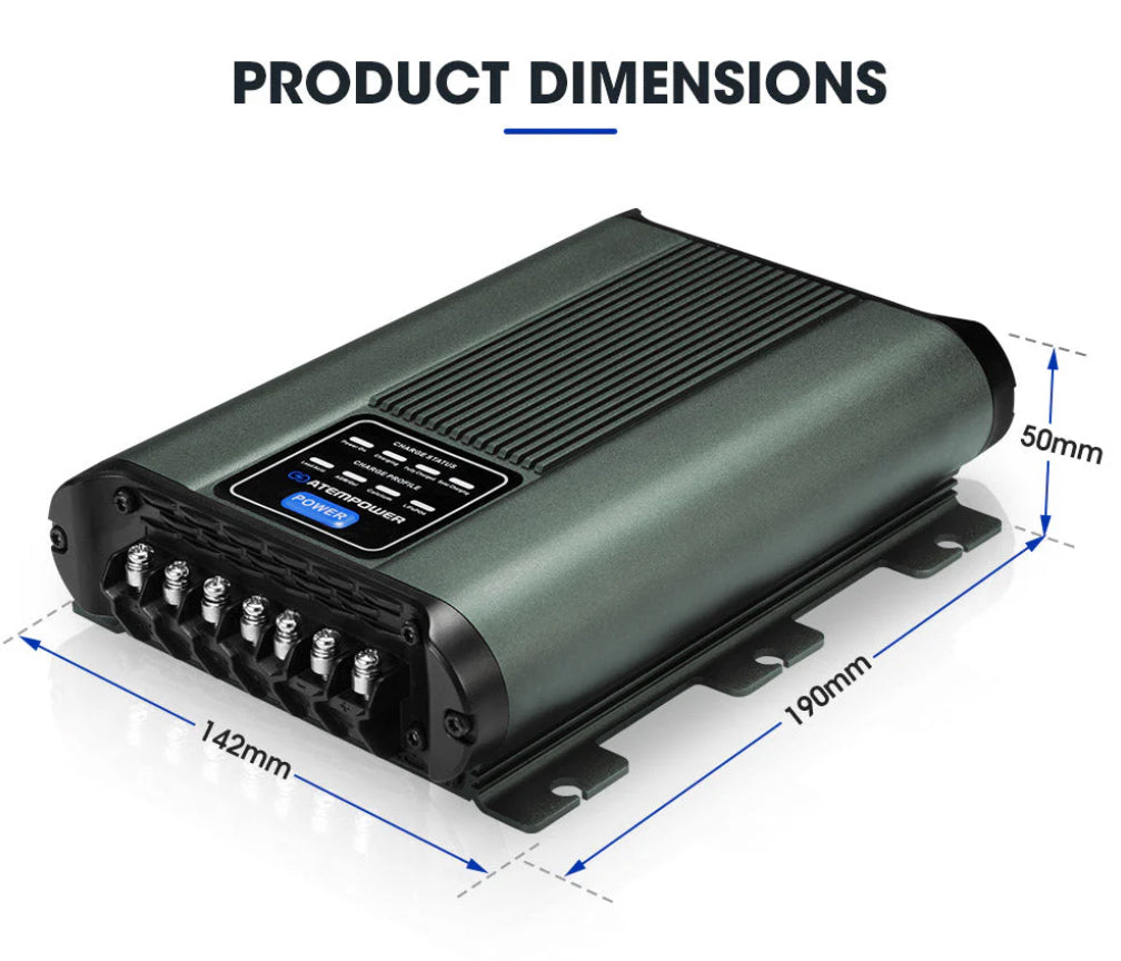 Atem Power 12V 20A DC to DC Battery Charger MPPT System Kit Isolator Dual Battery