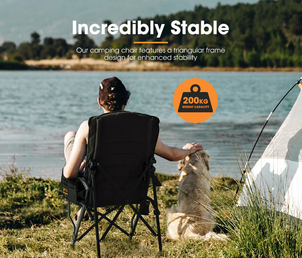 San Hima Luxury Folding Camping Chair Portable Outdoor Thick Padding With Storage Bag