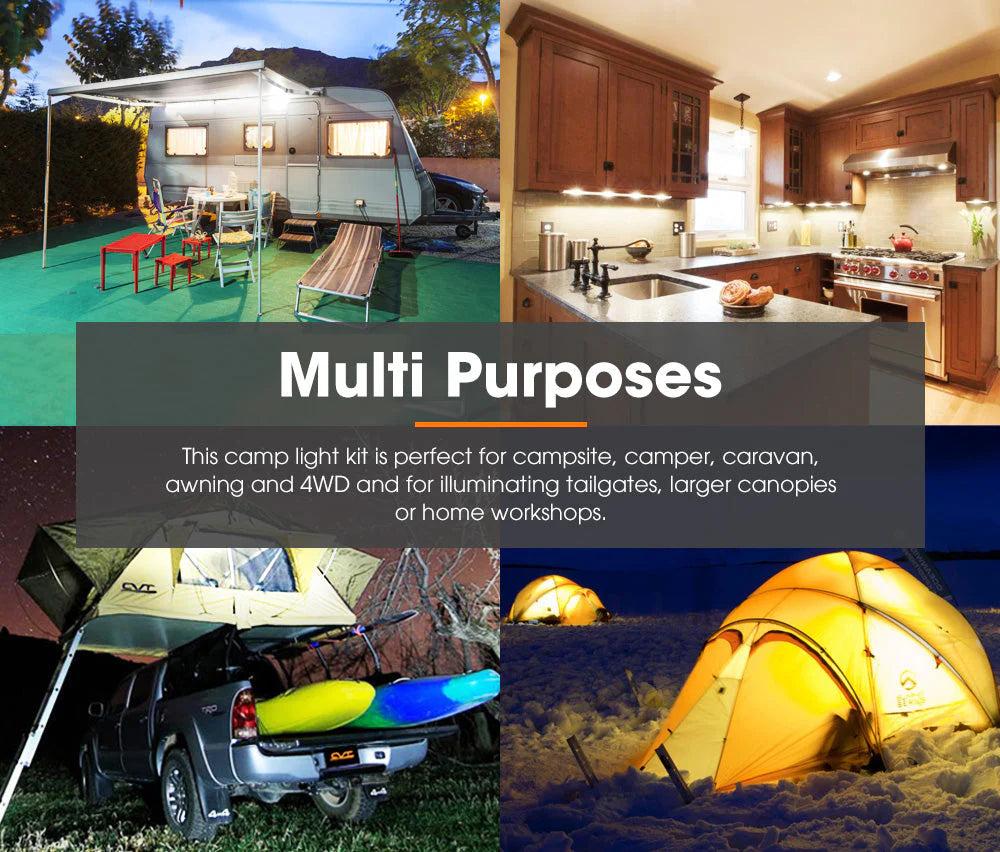 Lightfox 4PCS 12V LED Strip Light Bar Waterproof White Lights Boat Camping